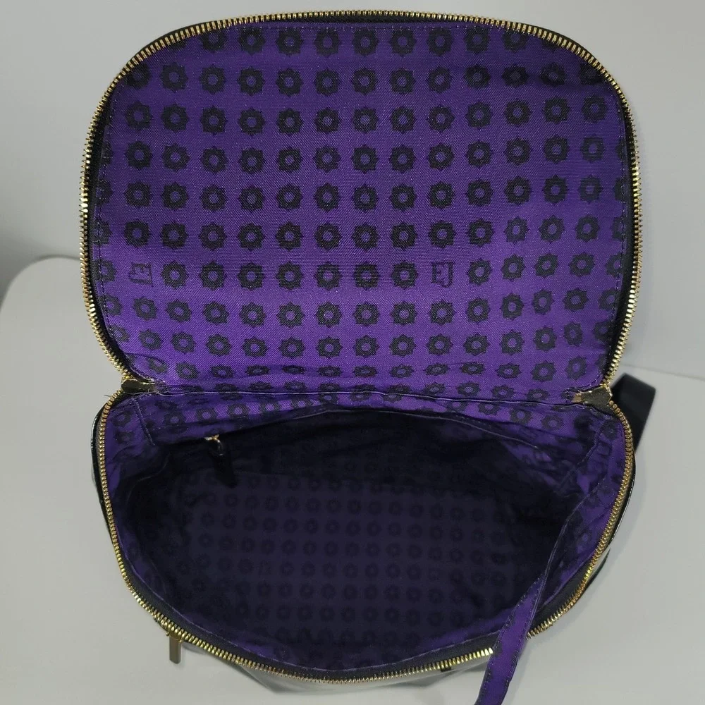 Eric Javits New York Black Patent Leather Backpack Gold Hardware NWT